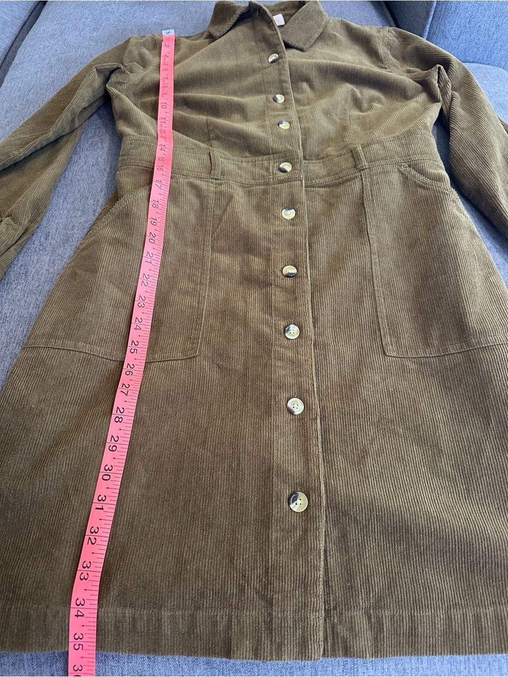 Universal Thread Olive Brown Corduroy Shirtdress - Picture 8 of 8
